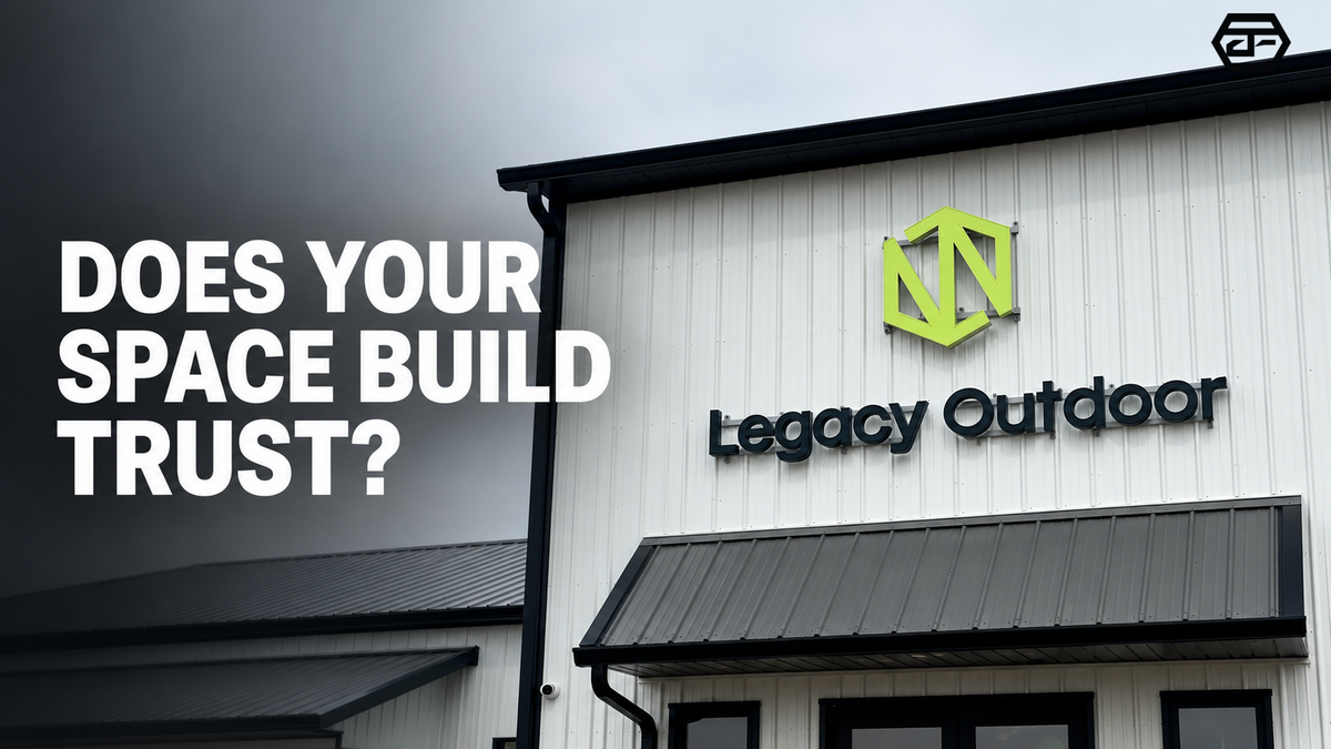 Established contractor signage shown within a customer-facing office or showroom