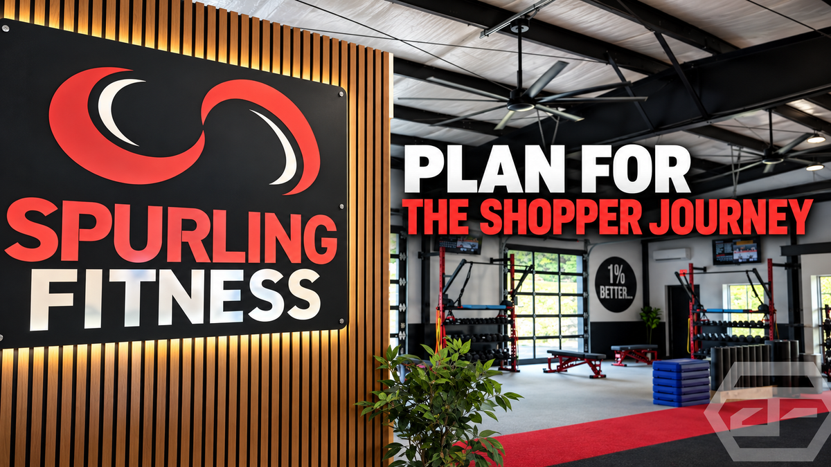 Retail signage planned around storefront entrance and shopper journey