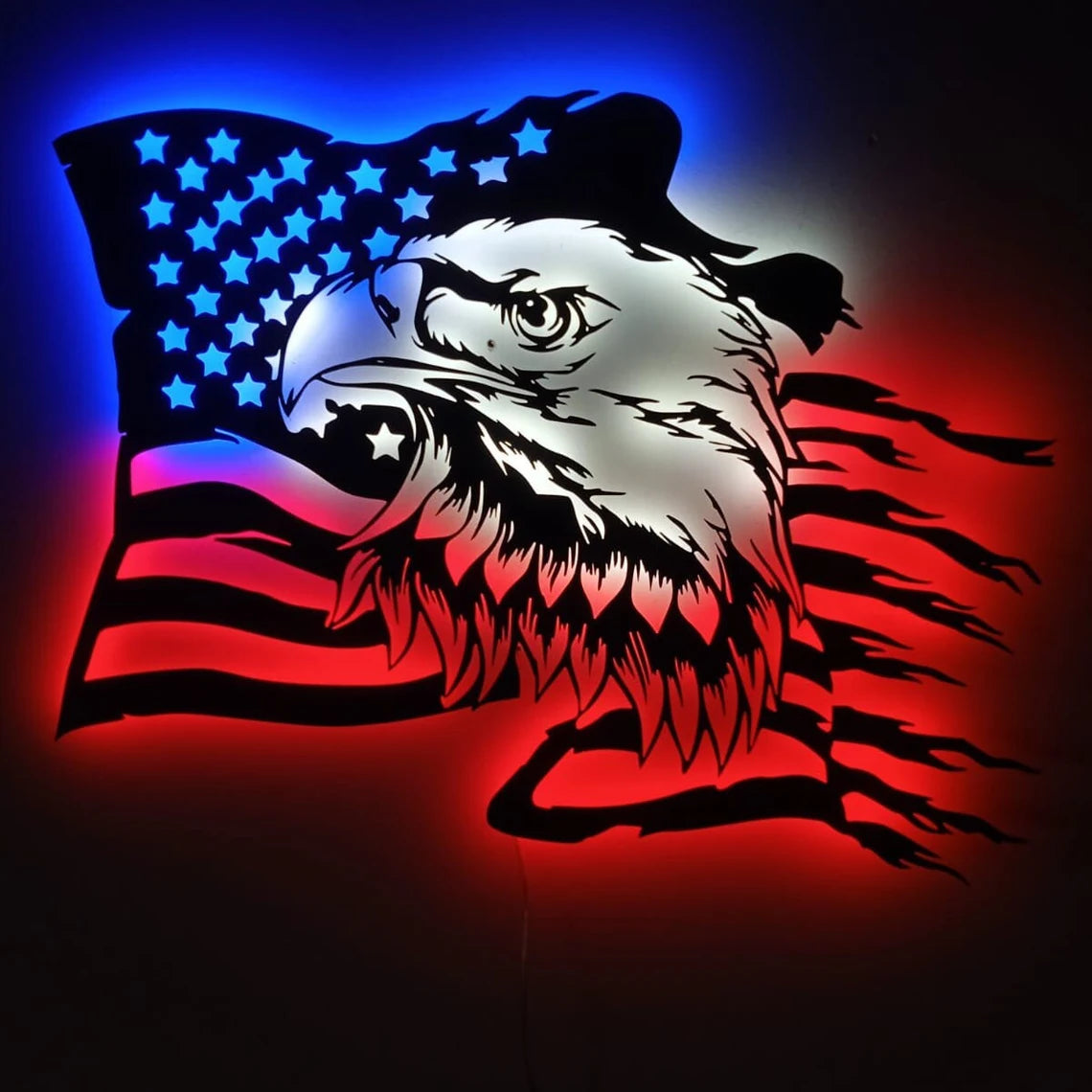 American Eagle USA Flag Metal Led Steel , Led United States of America Flag, Neon Led USA Country Metal LED Bar Sign, Neon Bar for Patriotic Home Decor - Afcultures