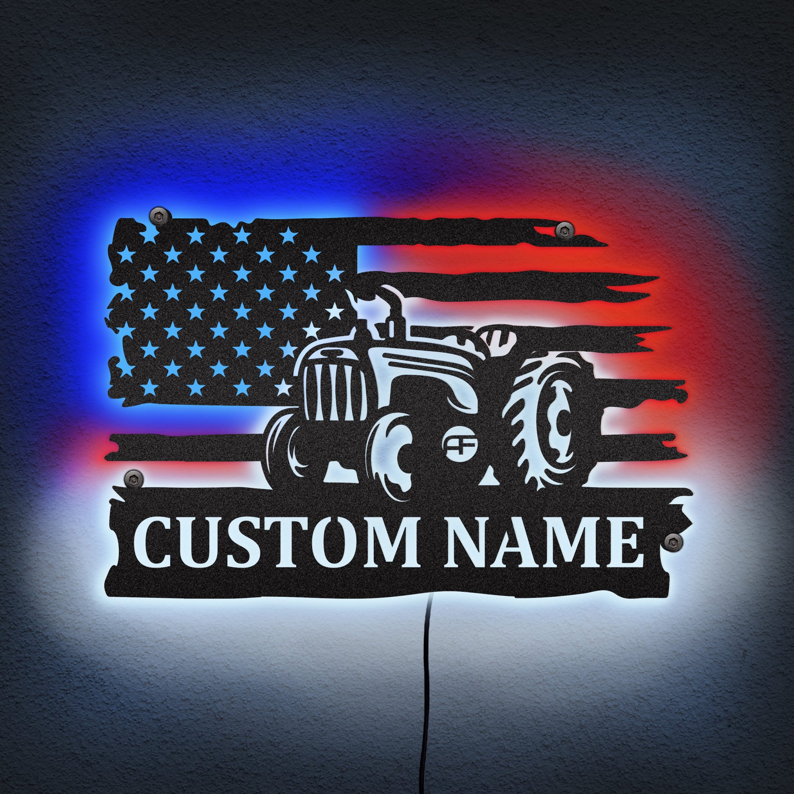 Tractor in American Flag LED Neon Lights Metal Wall Art Perfect Decor for  Farmhouse - Afcultures Metal Wall Art - Custom Led Backlit Metal Sign