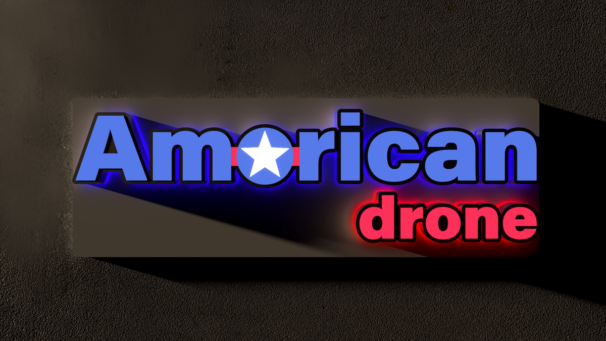 american drone retail storefront with custom 3d signage