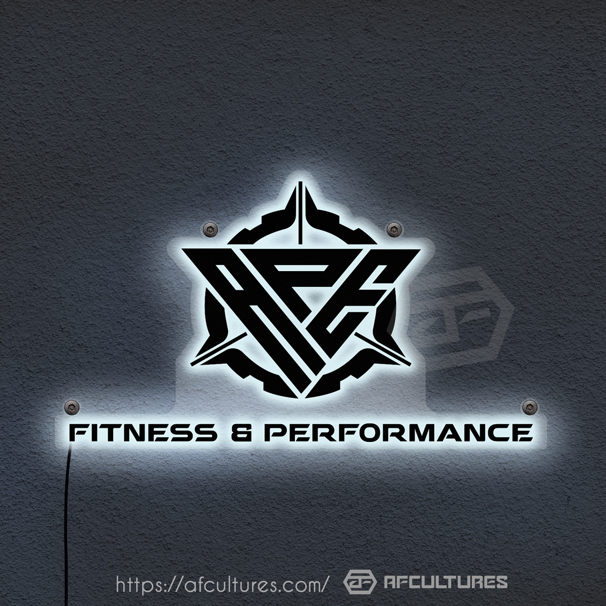 custom metal sign with ape fitness and performance logo for sports and fitness facility