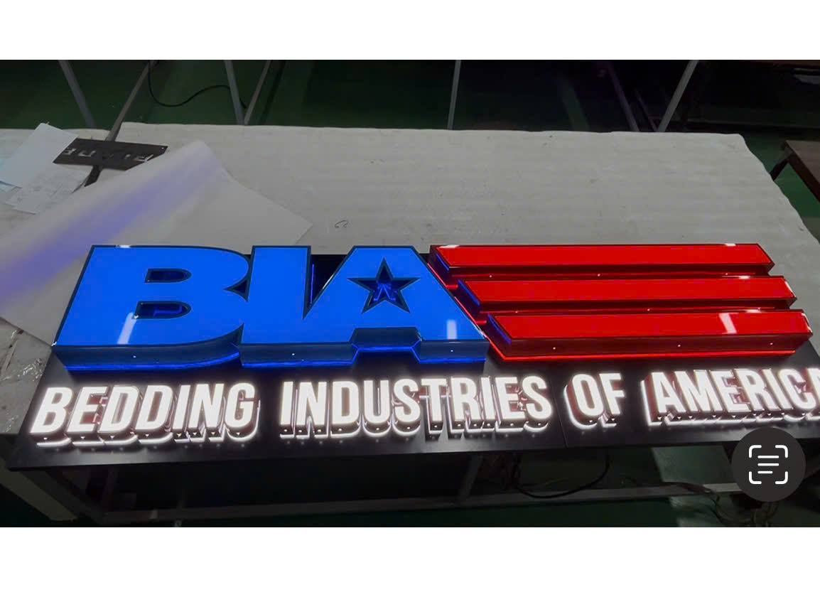 bedding industries of america retail location with 3d signage