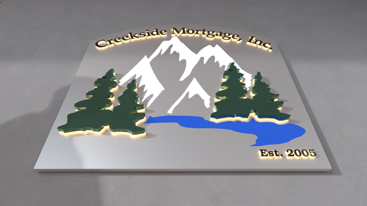 creekside mortgage inc real estate office with custom 3d signs