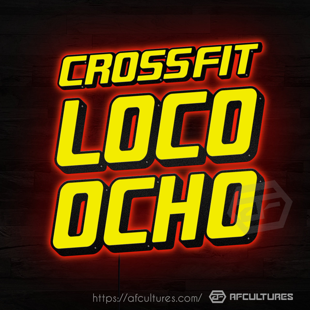 crossfit loco ocho custom metal sign for sports and fitness gym branding