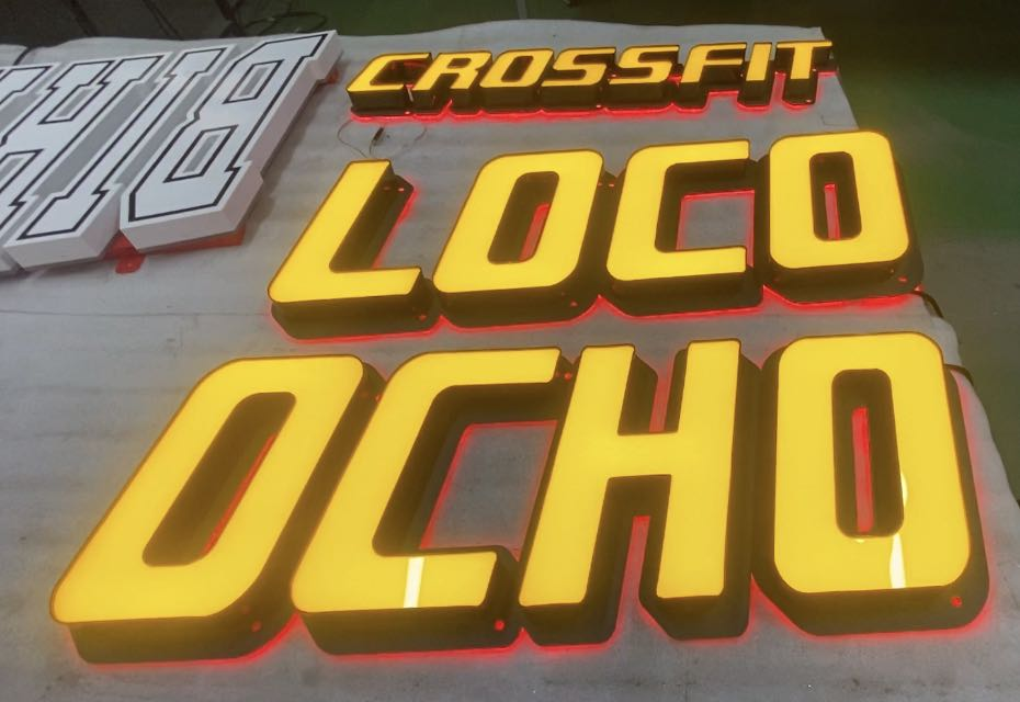 crossfit loco ocho custom metal signs for sports and fitness gym branding