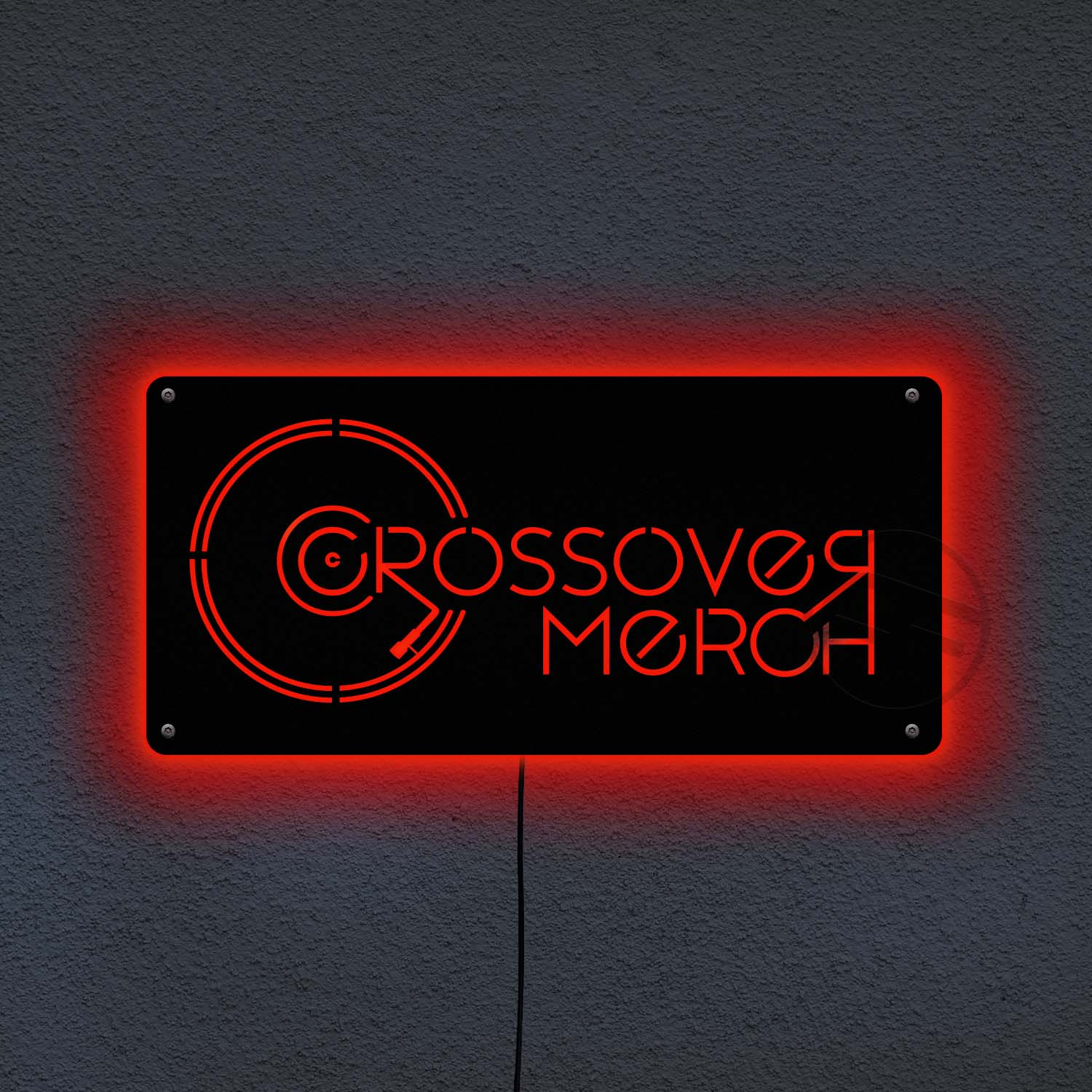 crossover merch retail metal signs display