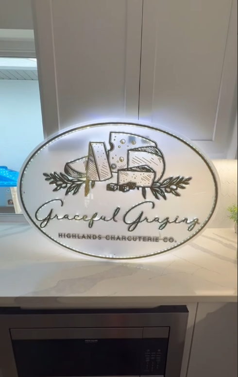 retail metal signs for graceful grazing highlands charcuterie company