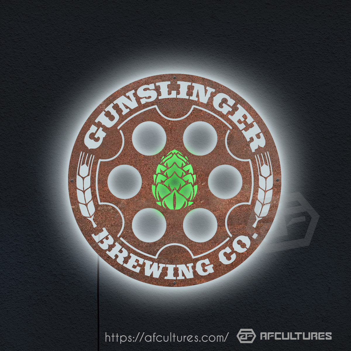 gunslinger brewing co agriculture themed metal sign