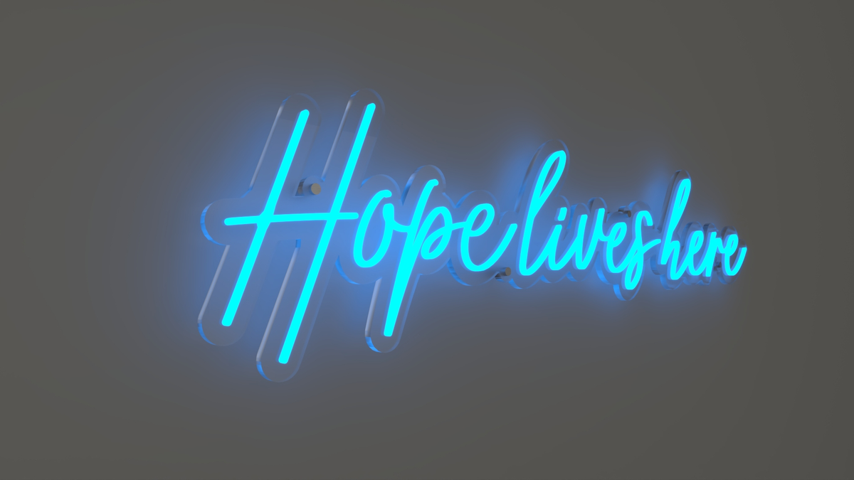 hope lives here podcast custom led neon flex signs for studio branding