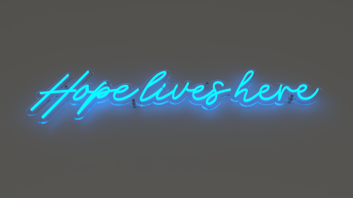 hope lives here podcast led neon flex signs display for studio branding and decor