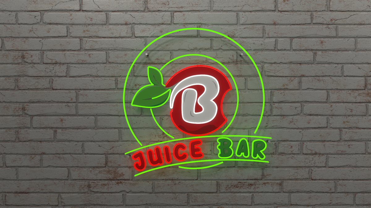 led neon flex sign at juice bar restaurant and bar