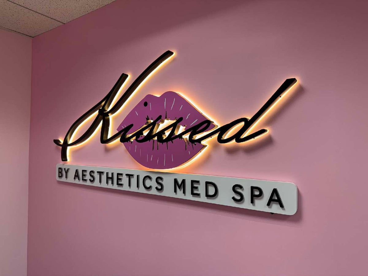 3d healthcare signs by kissed by aesthetics featuring modern design and custom branding
