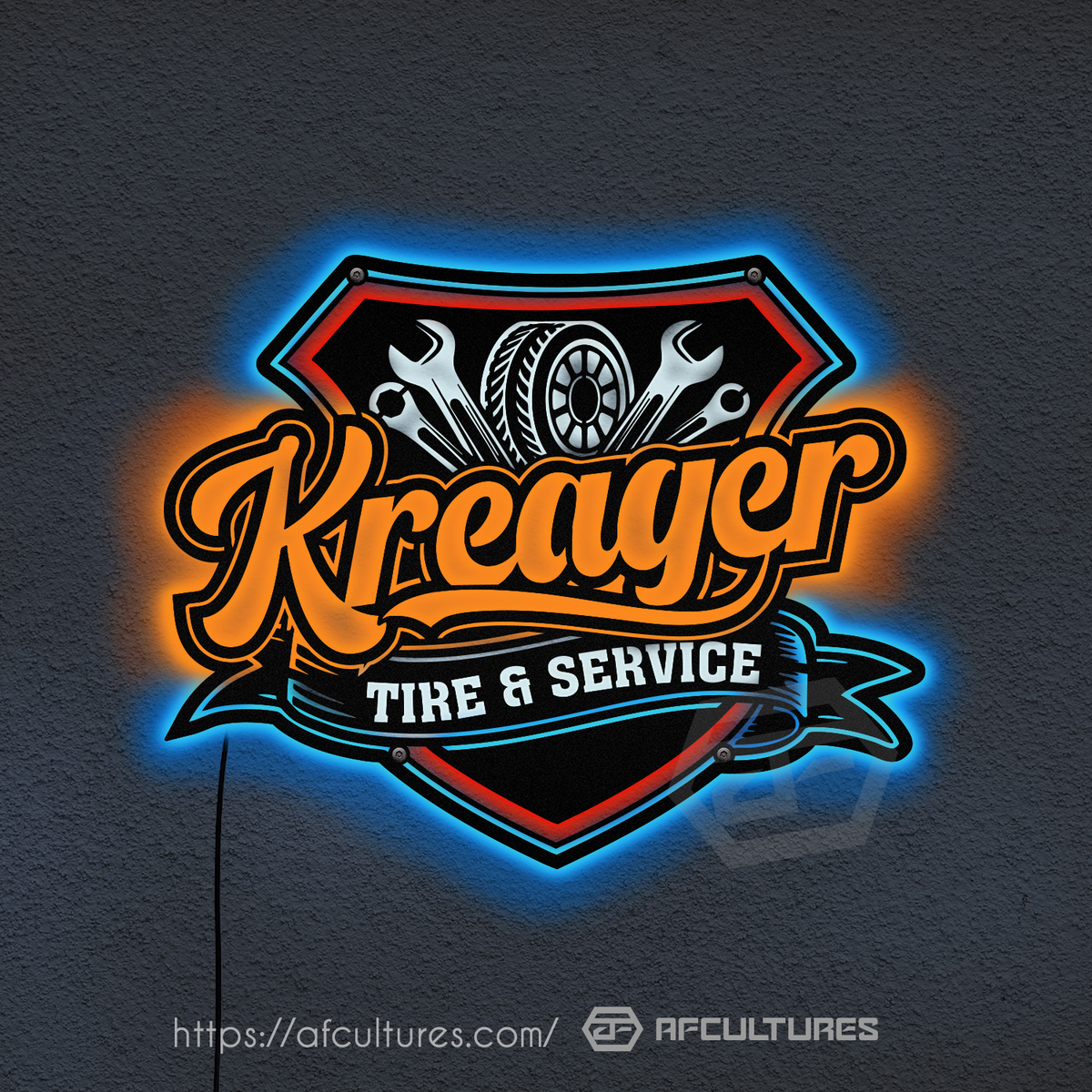 kreager tire and service automotive and metal signs