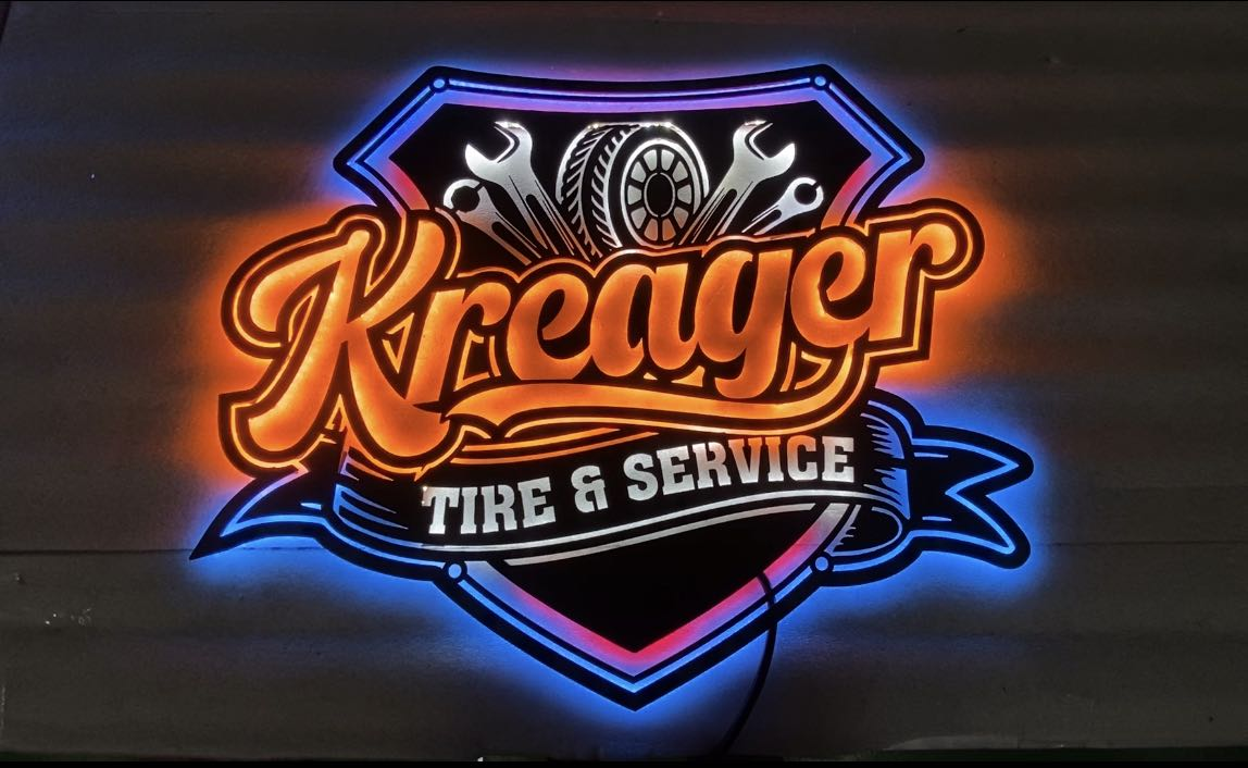 kreager tire and service automotive metal sign display