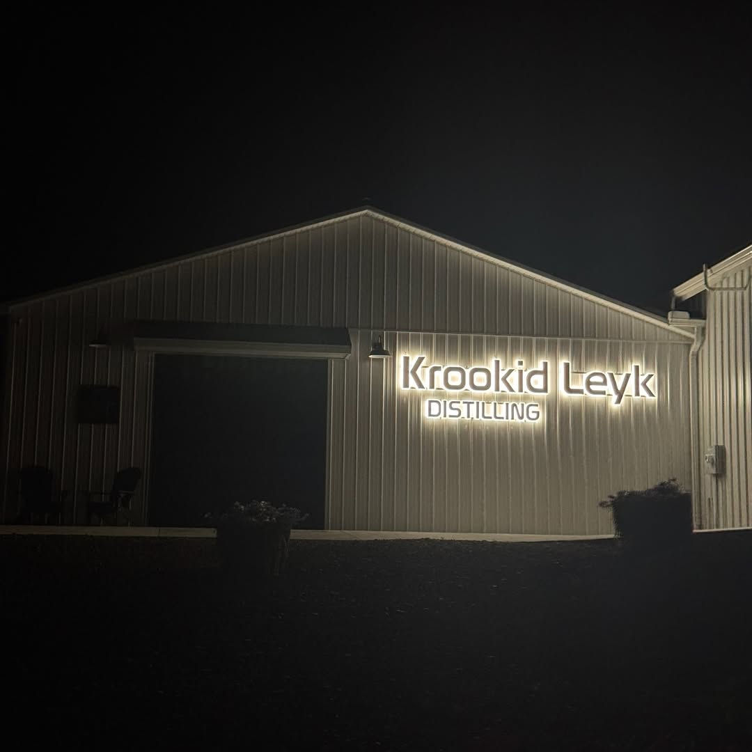 krookid leyk distilling custom agriculture 3d sign installation
