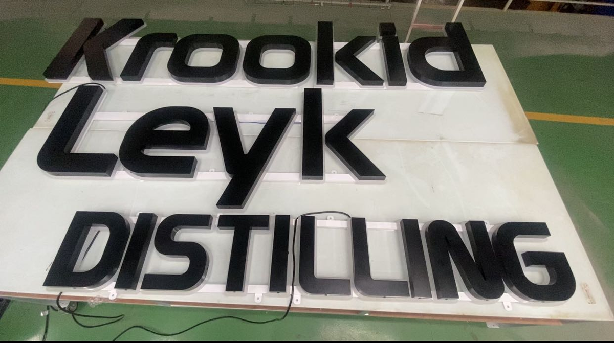 krookid leyk distilling agriculture 3d signs custom outdoor business signage