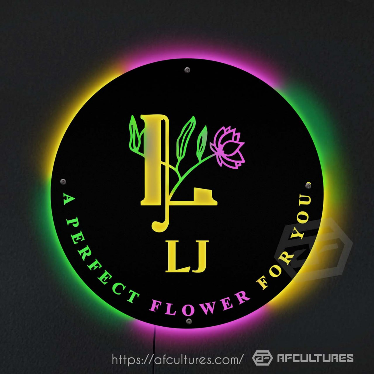 metal retail sign with lj flower branding