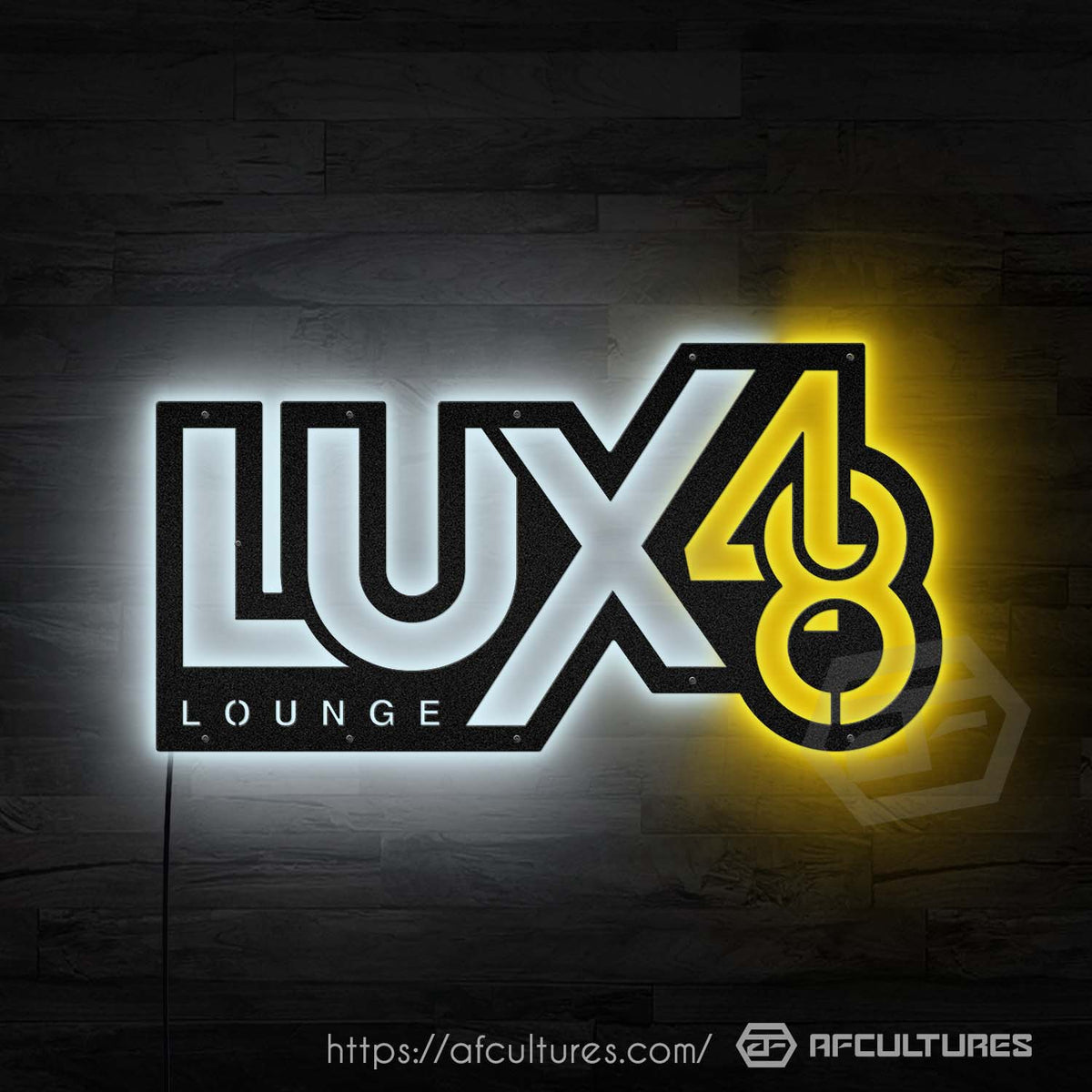restaurant metal sign for lux48 bars decor
