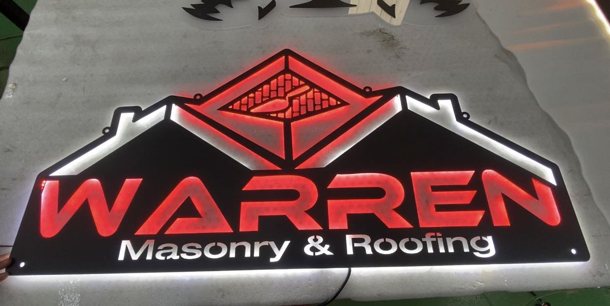 marren building and roofing construction metal signs