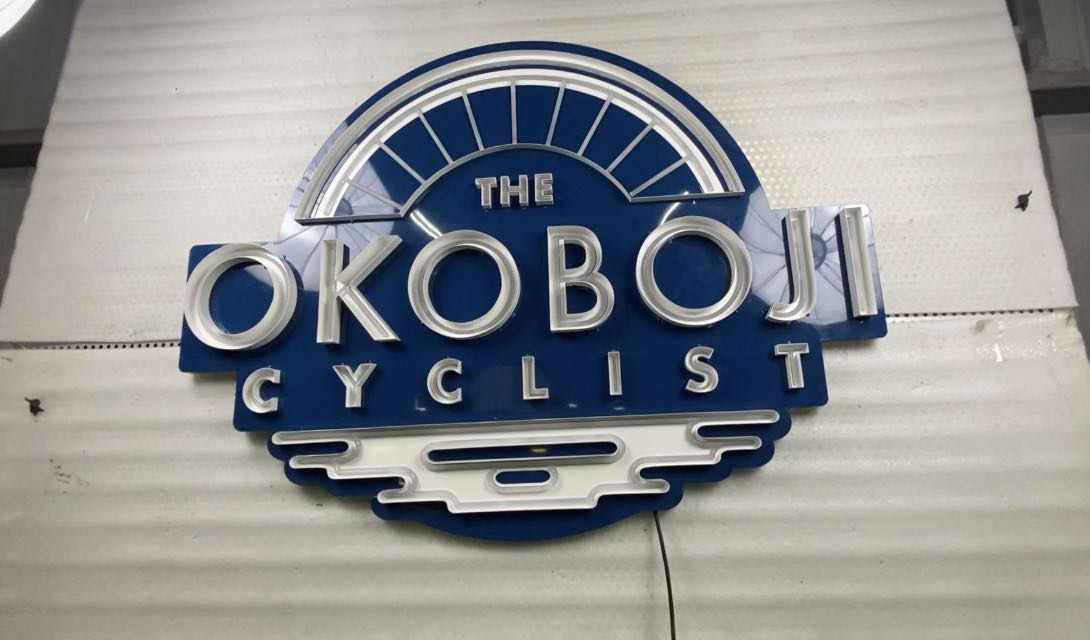 okoboji cyclist retail storefront with custom 3d signage