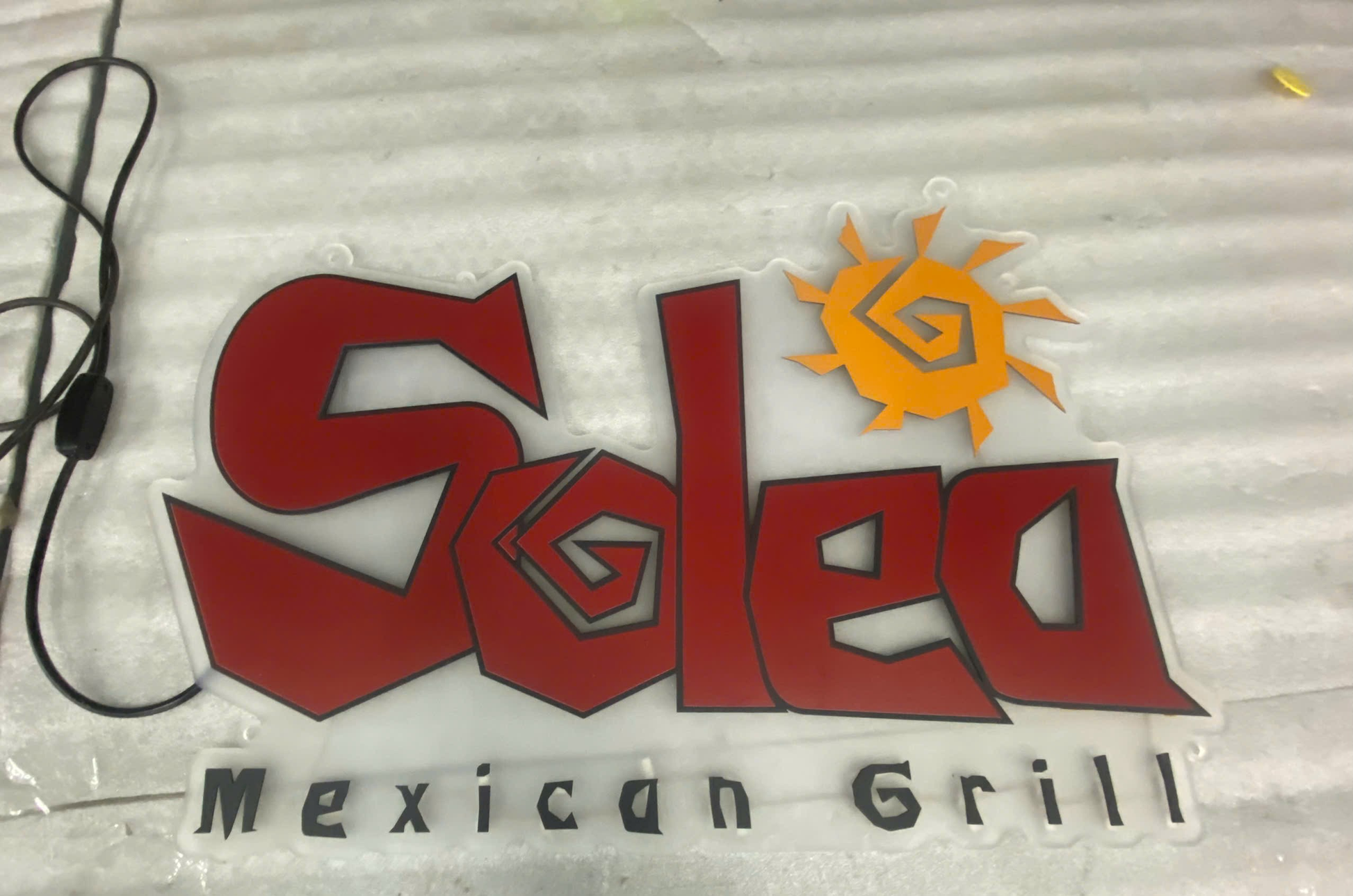 custom metal sign for solea mexican grill restaurant and bar