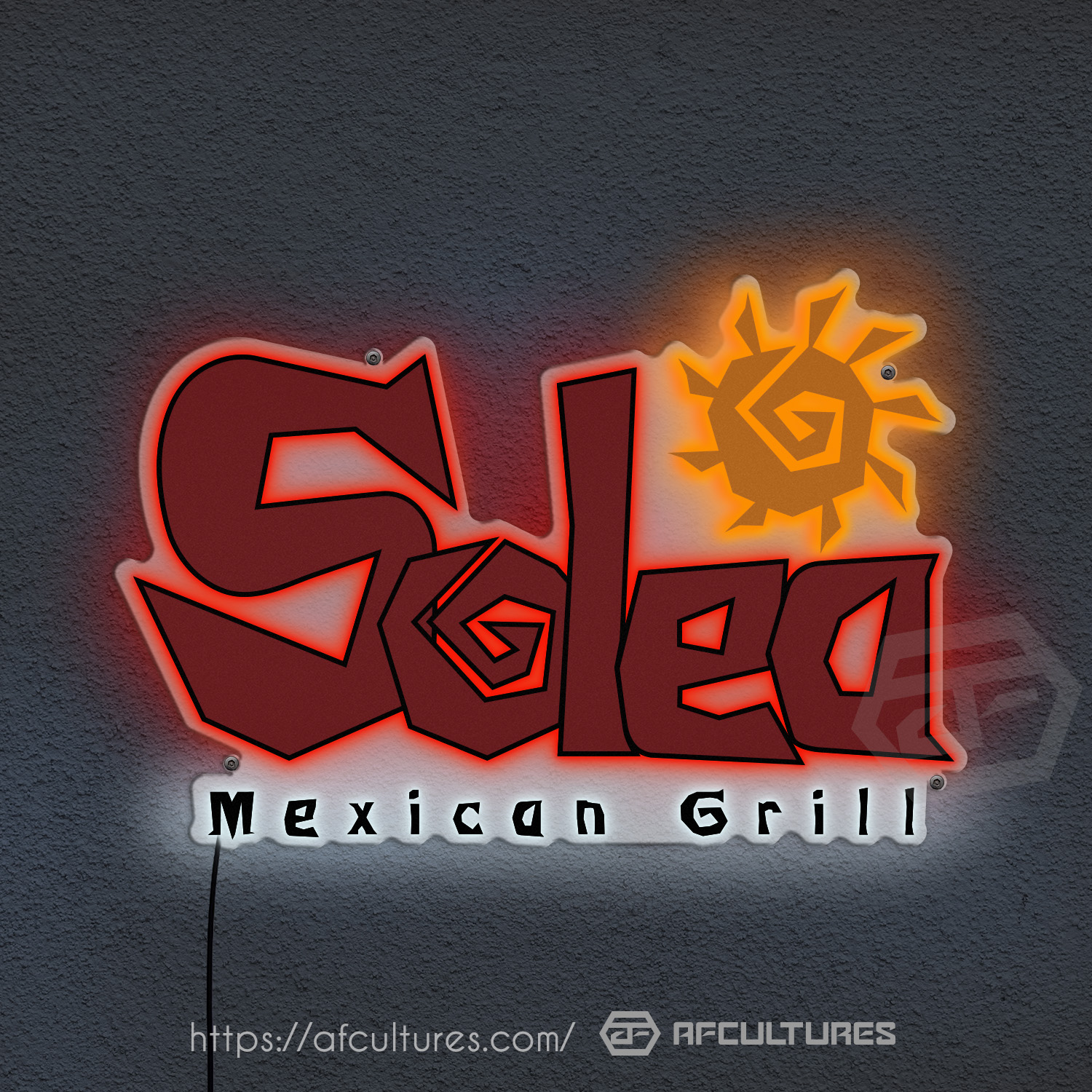 metal signs for solea mexican grill restaurant and bar