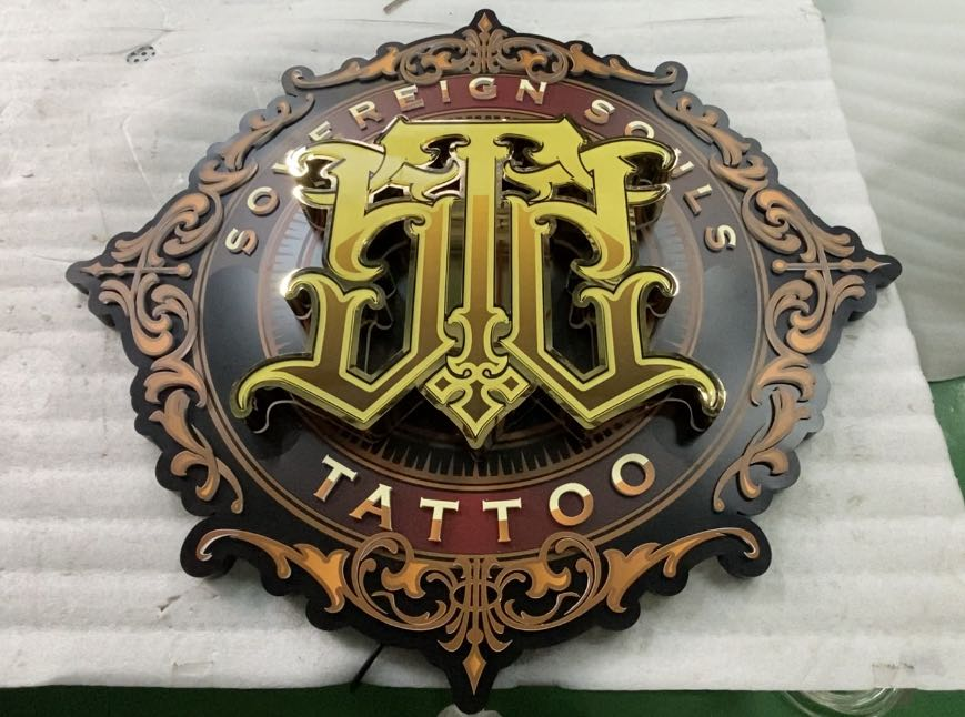 custom 3d signage for sovereign souls tattoo personal services