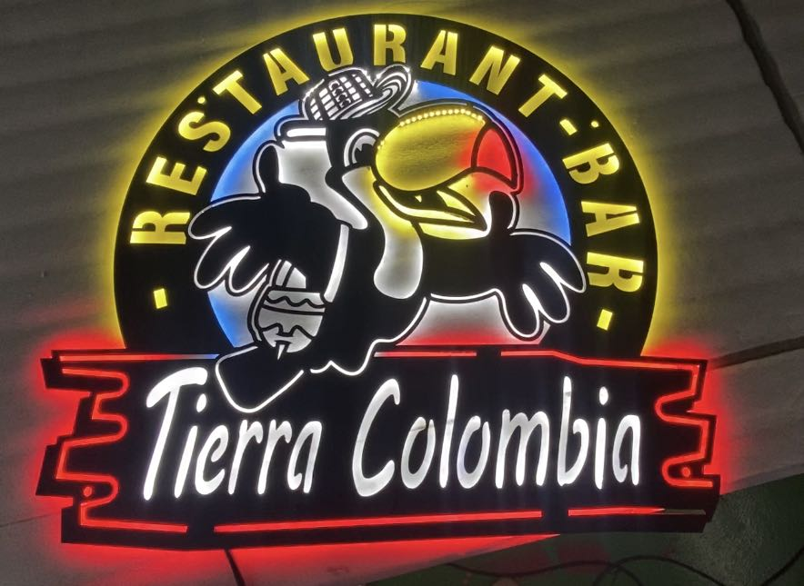 metal signs at tierra colombia restaurant and bar