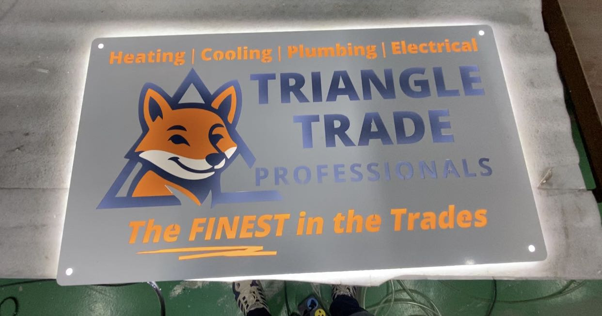 hvac metal signs by triangle trade professionals for business branding