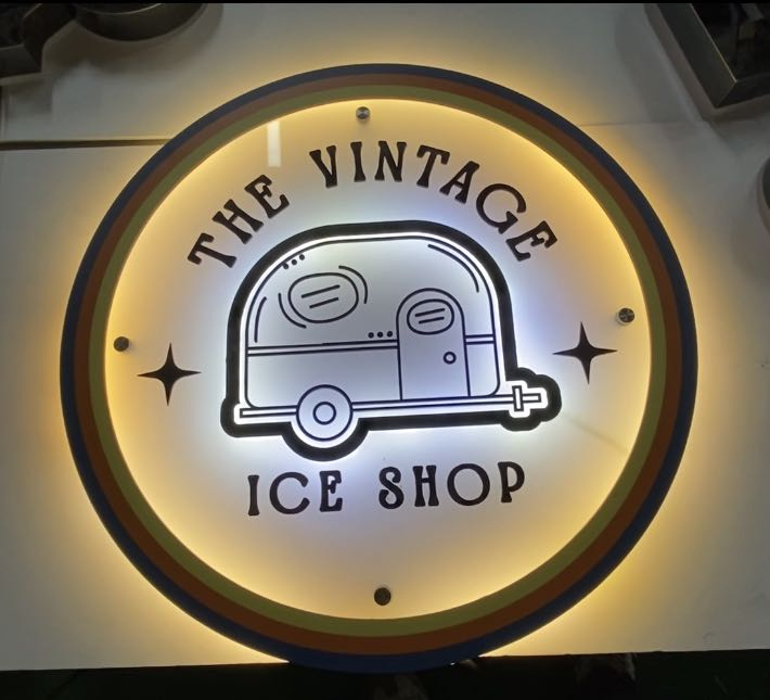 vintage metal ice shop sign for restaurants and bars
