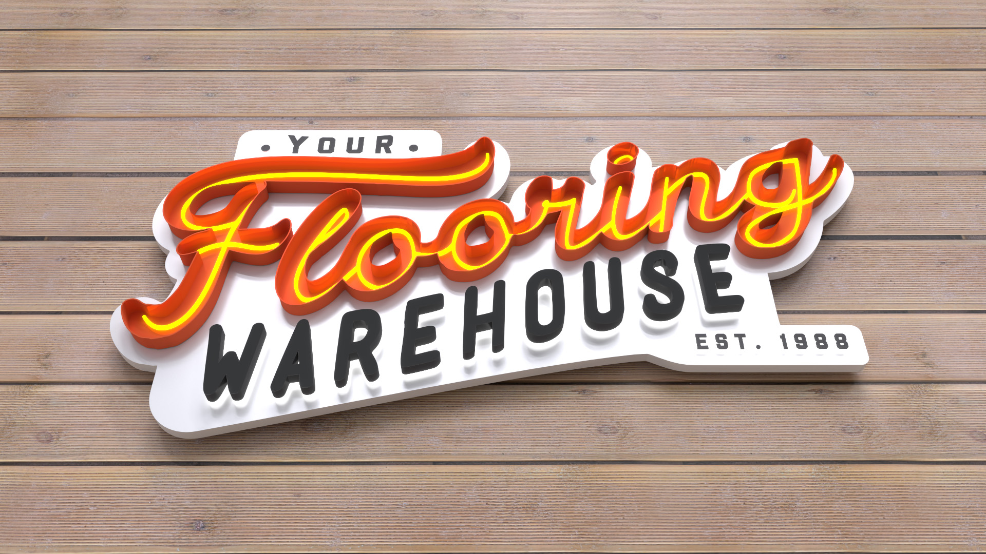 your flooring warehouse retail location with custom 3d signage