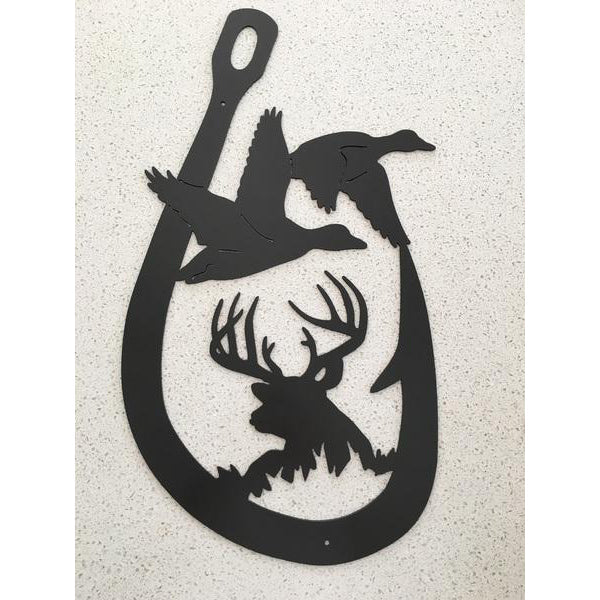 Deer and Duck Fishing Hook Metal Wall Art - Afcultures- Signage Making  Company