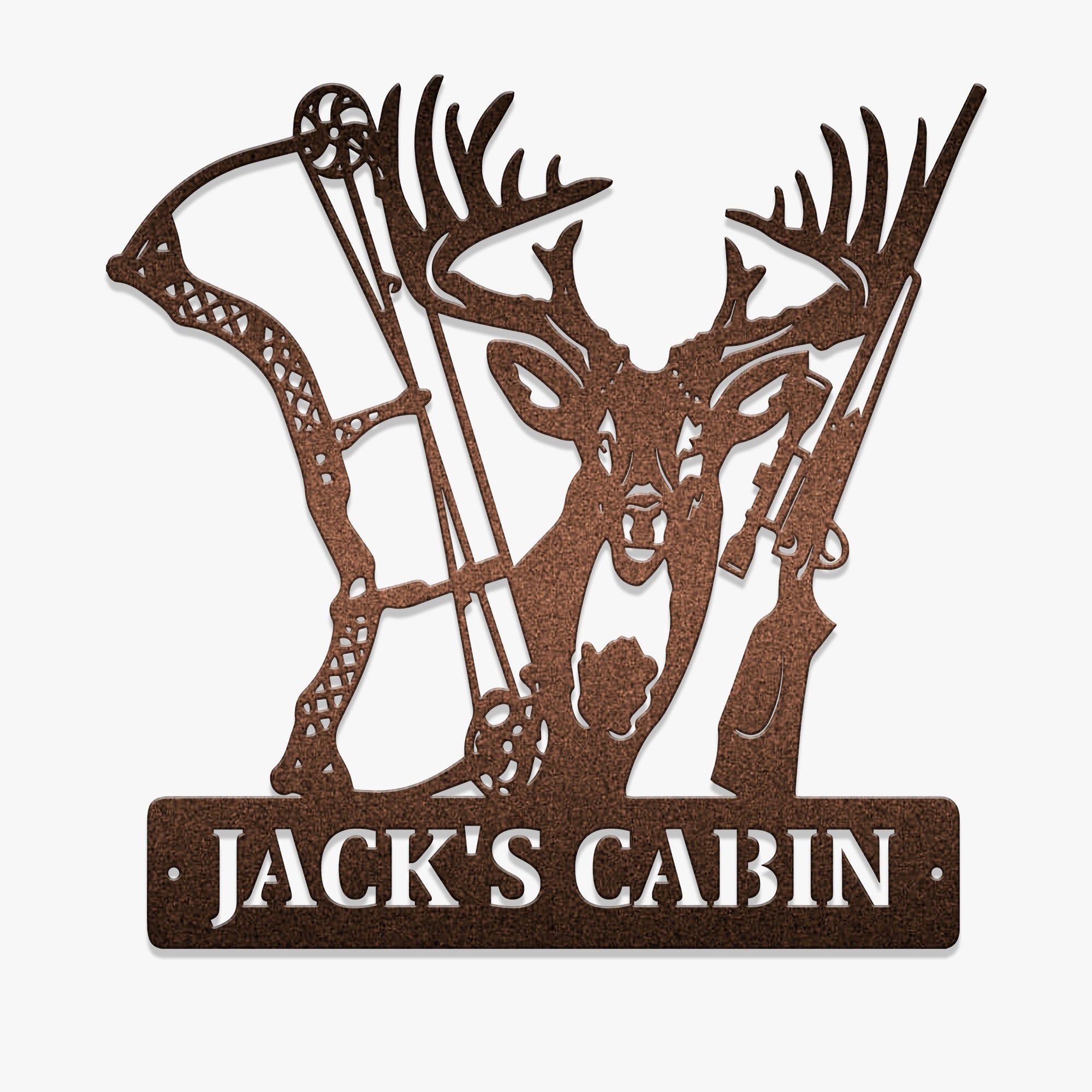 Deer Bow Hunting, Hunter Gift Custom Name Metal Wall Art - Afcultures-  Signage Making Company