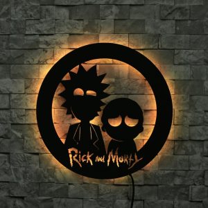 Rick and Morty Wood Wall Art With Rgb Led Light Rick and 